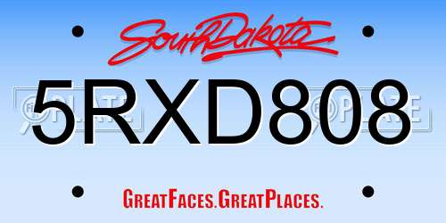 5RXD808 South Dakota License Plate