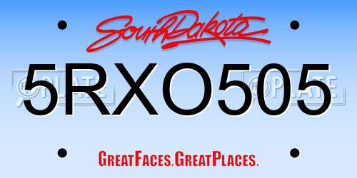 5RXO505 South Dakota License Plate