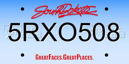 5RXO508 South Dakota License Plate