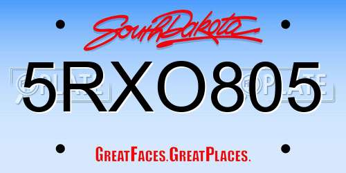 5RXO805 South Dakota License Plate