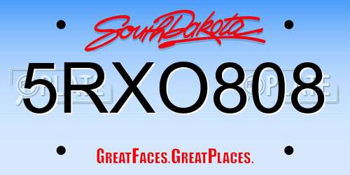 5RXO808 South Dakota License Plate