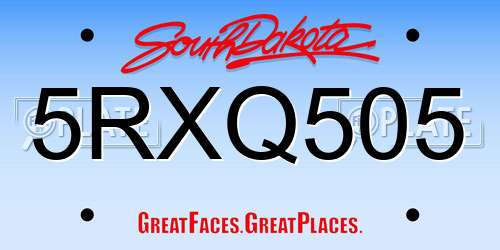 5RXQ505 South Dakota License Plate
