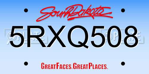 5RXQ508 South Dakota License Plate