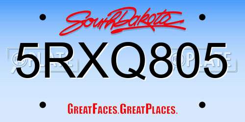 5RXQ805 South Dakota License Plate