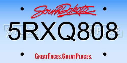 5RXQ808 South Dakota License Plate