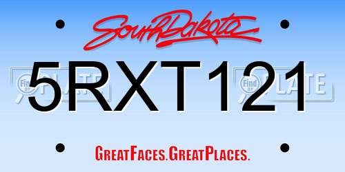 5RXT121 South Dakota License Plate