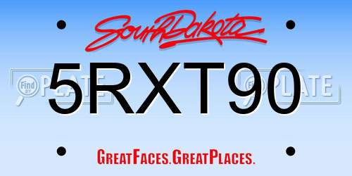 5RXT90 South Dakota License Plate