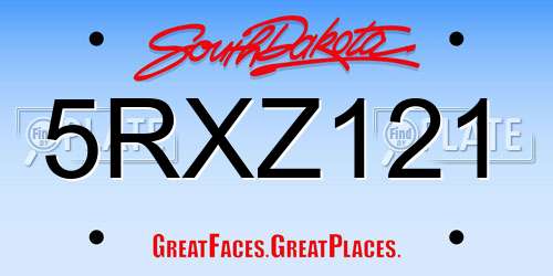 5RXZ121 South Dakota License Plate