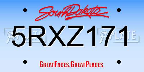 5RXZ171 South Dakota License Plate