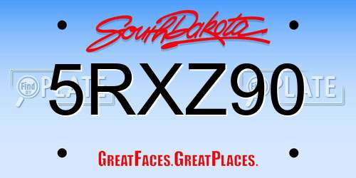 5RXZ90 South Dakota License Plate