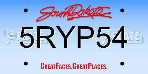 5RYP54 South Dakota License Plate