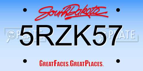 5RZK57 South Dakota License Plate