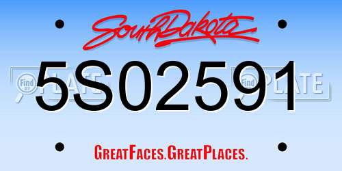 5S02591 South Dakota License Plate