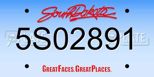 5S02891 South Dakota License Plate