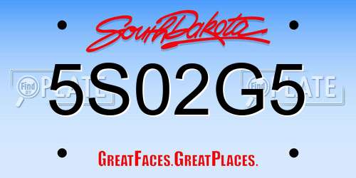 5S02G5 South Dakota License Plate