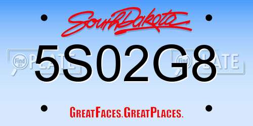 5S02G8 South Dakota License Plate