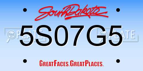 5S07G5 South Dakota License Plate