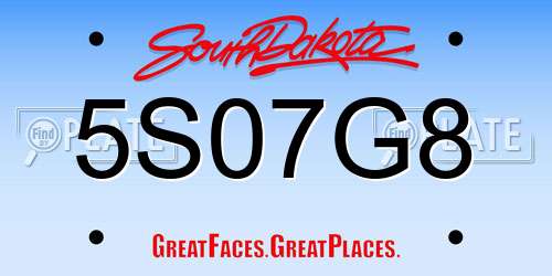 5S07G8 South Dakota License Plate
