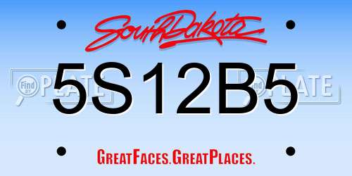 5S12B5 South Dakota License Plate
