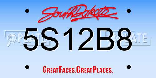 5S12B8 South Dakota License Plate