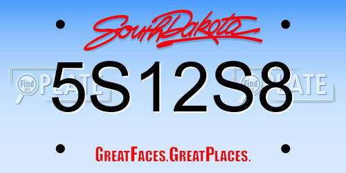 5S12S8 South Dakota License Plate