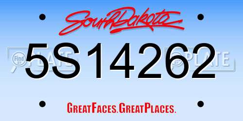 5S14262 South Dakota License Plate