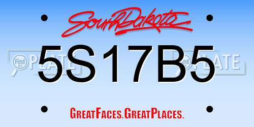 5S17B5 South Dakota License Plate