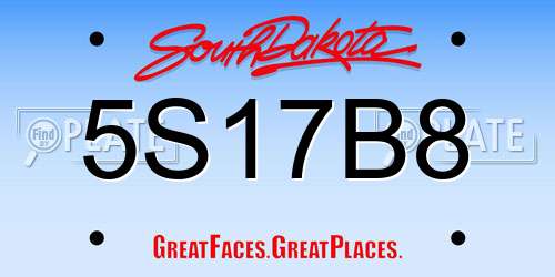 5S17B8 South Dakota License Plate