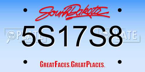 5S17S8 South Dakota License Plate