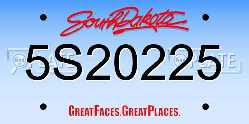 5S20225 South Dakota License Plate
