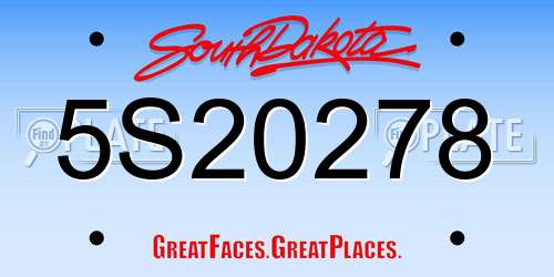 5S20278 South Dakota License Plate