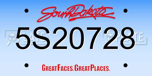 5S20728 South Dakota License Plate