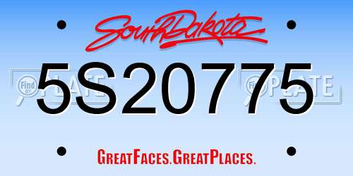 5S20775 South Dakota License Plate