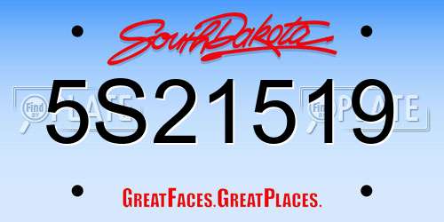 5S21519 South Dakota License Plate