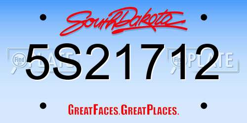5S21712 South Dakota License Plate