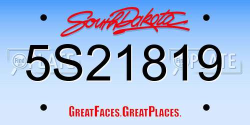 5S21819 South Dakota License Plate