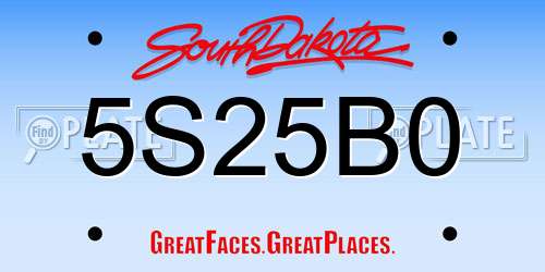 5S25B0 South Dakota License Plate