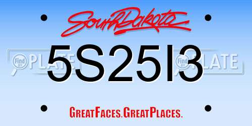 5S25I3 South Dakota License Plate