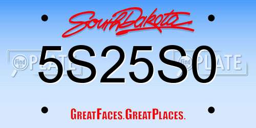 5S25S0 South Dakota License Plate
