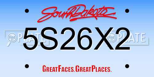 5S26X2 South Dakota License Plate
