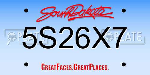 5S26X7 South Dakota License Plate