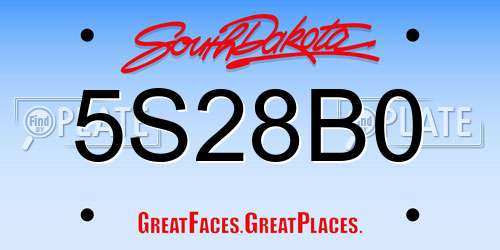5S28B0 South Dakota License Plate