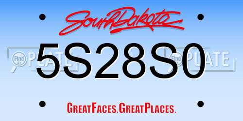 5S28S0 South Dakota License Plate