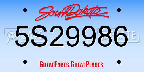 5S29986 South Dakota License Plate