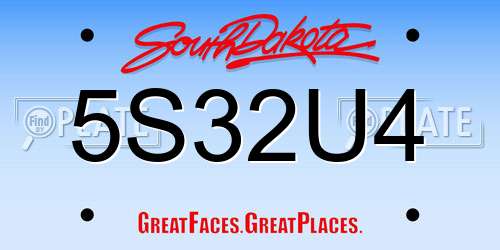5S32U4 South Dakota License Plate