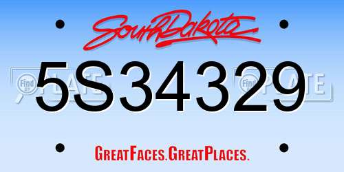 5S34329 South Dakota License Plate