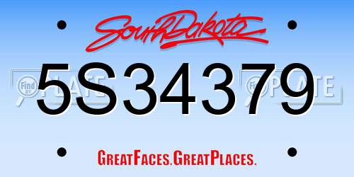 5S34379 South Dakota License Plate