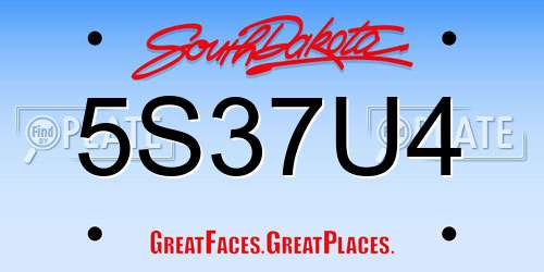 5S37U4 South Dakota License Plate