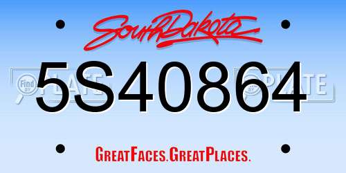 5S40864 South Dakota License Plate