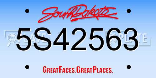 5S42563 South Dakota License Plate